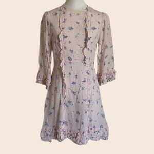 by TiMo Light pink Floral Ruffle Coquette Mini Dress Size Small